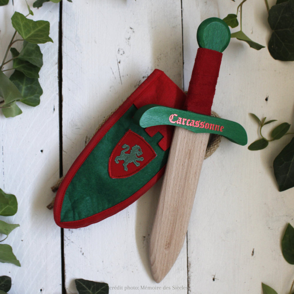 Dague Kamelot+ fourreau vert / rouge (jouet pour enfant) - memoiredessiecles