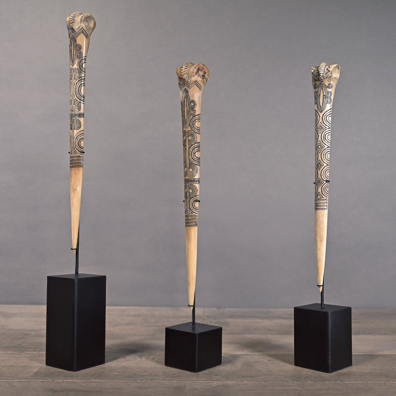 Dagues Papou en Os Sculptés - set de 3 - memoiredessiecles