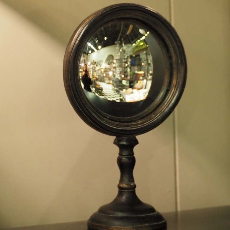 Petit miroir sorcière convexe sur pied - memoiredessiecles