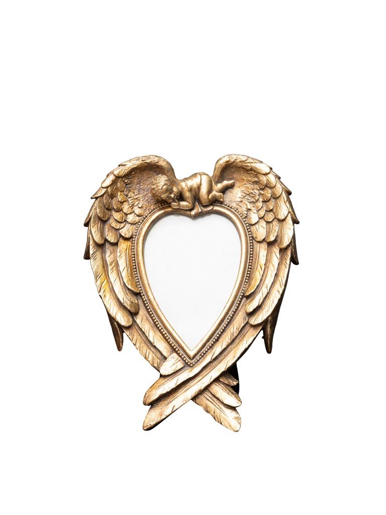 Porte photo ailes d'ange dorées - memoiredessiecles